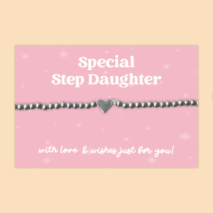 “Special Step Daughter” Heart Charm Bracelet | Meaningful Gift for Step Daughter