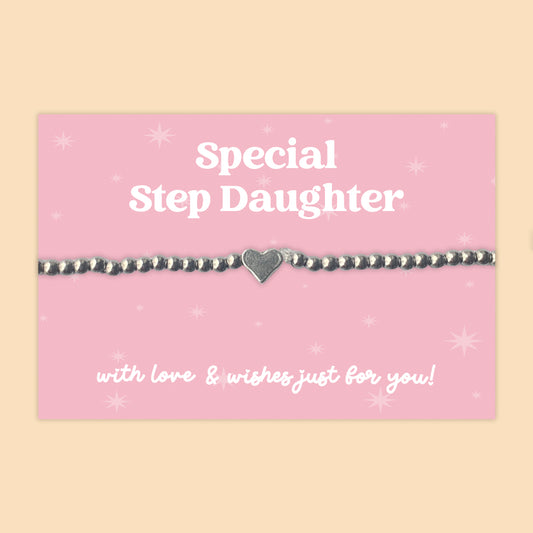 “Special Step Daughter” Heart Charm Bracelet | Meaningful Gift for Step Daughter