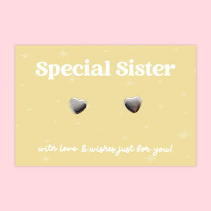 Special Sister - Heart Stud Earrings