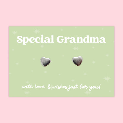 Special Grandma - Heart Stud Earrings