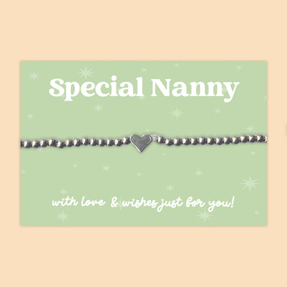 “Special Nanny” Heart Charm Bracelet | Meaningful Gift for Nanny