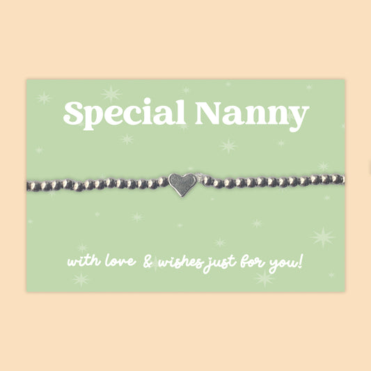 “Special Nanny” Heart Charm Bracelet | Meaningful Gift for Nanny