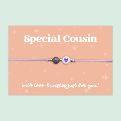 Special Cousin - Adjustable Heart Friendship Bracelet