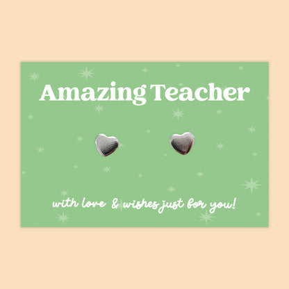 Amazing Teacher - Heart Stud Earrings