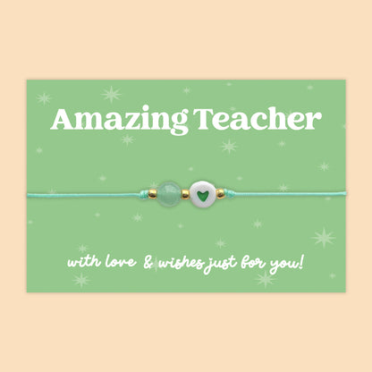 Amazing Teacher - Adjustable Heart Friendship Bracelet