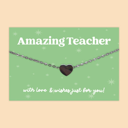 Amazing Teacher - Heart Charm Necklace