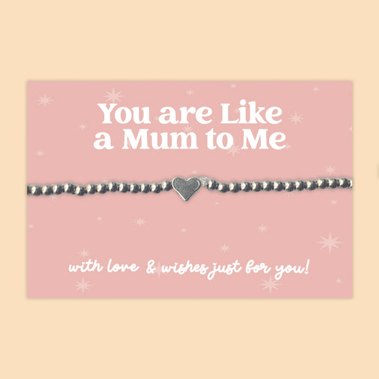 “You Are Like a Mum to Me” Heart Charm Bracelet | Meaningful Gift for Someone Special
