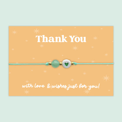 Thank You - Adjustable Heart Friendship Bracelet