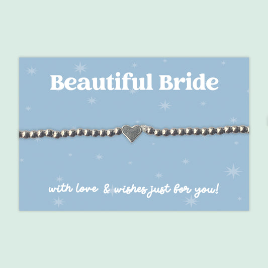 “Beautiful Bride” Heart Charm Bracelet | Wedding Gift for Bride