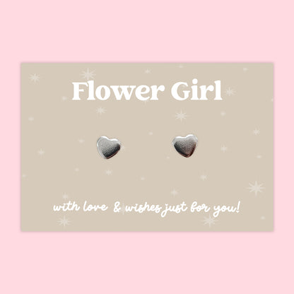 Flower Girl - Heart Stud Earrings