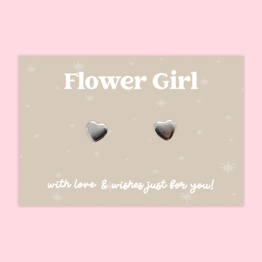 Flower Girl - Heart Stud Earrings