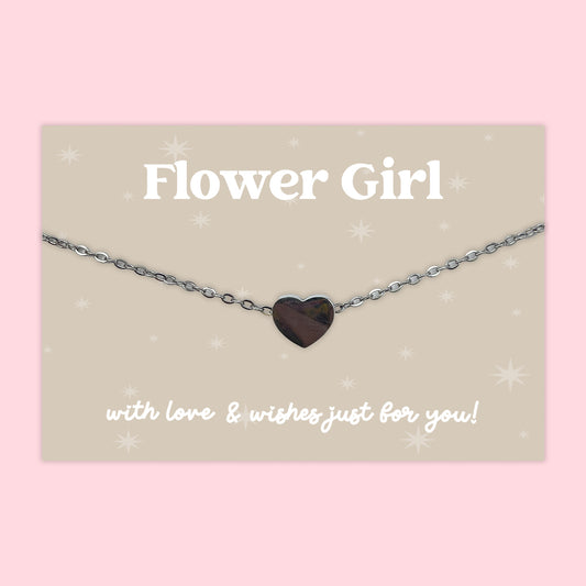 Flower Girl - Heart Charm Necklace