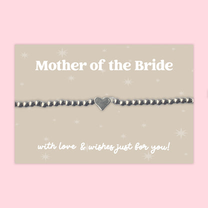 “Mother of the Bride” Heart Charm Bracelet | Wedding Gift for Mother of the Bride