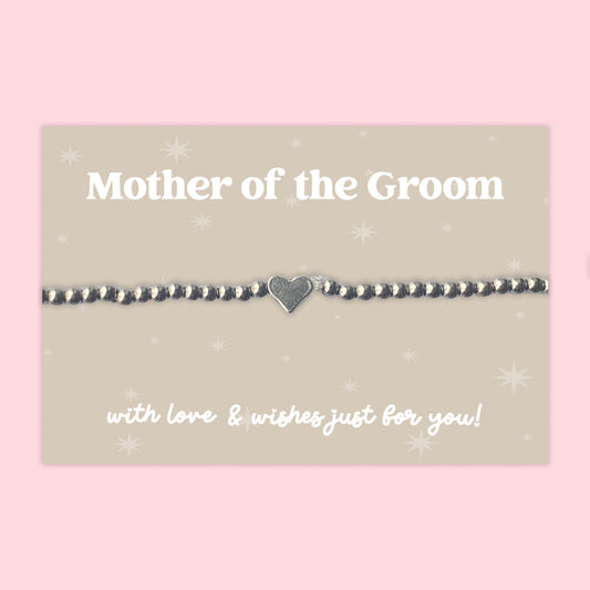 “Mother of the Groom” Heart Charm Bracelet | Wedding Gift for Mother of the Groom