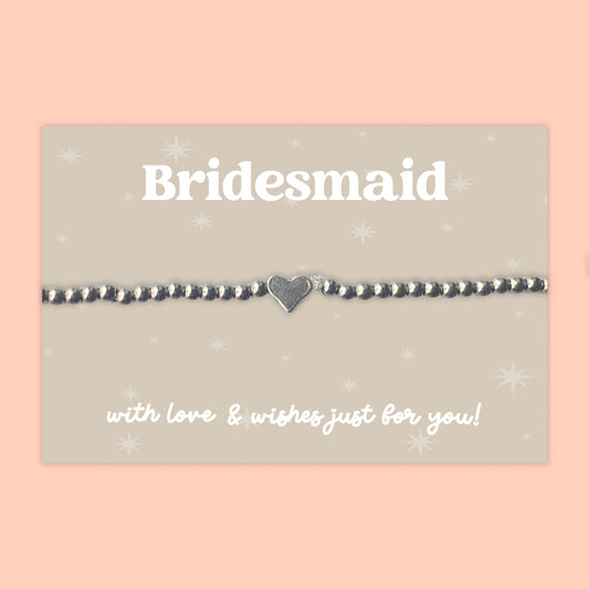 “Bridesmaid” Heart Charm Bracelet | Wedding Thank You Gift for Bridesmaid