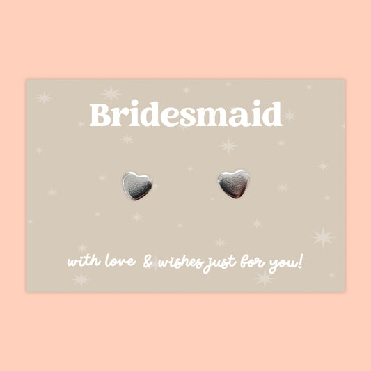 Bridesmaid - Heart Stud Earrings