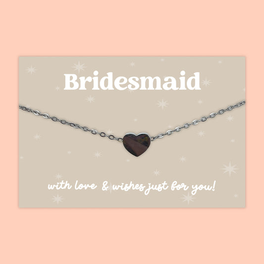 Bridesmaid - Heart Charm Necklace