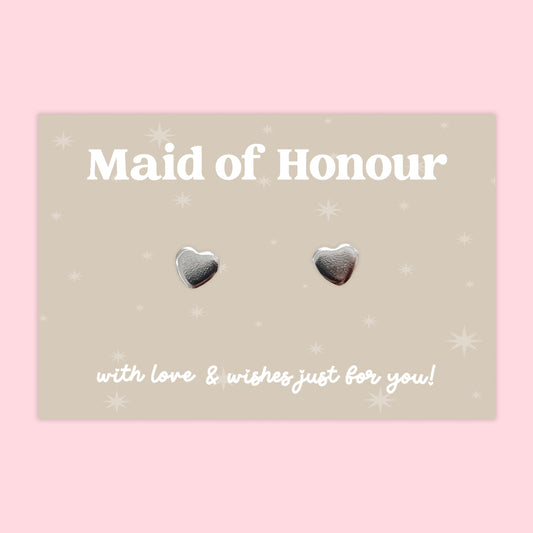 Maid of Honour - Heart Stud Earrings