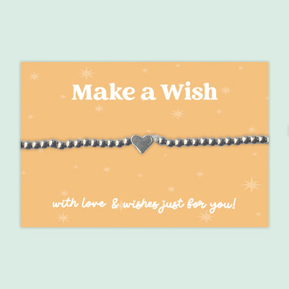 Make a Wish Bracelet with Heart Charm  Elegant Stainless Steel Beaded Stretch Bracelet for Birthdays  Special Moments