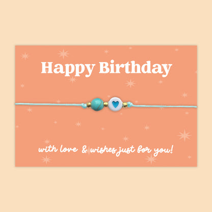 Happy Birthday - Adjustable Heart Friendship Bracelet