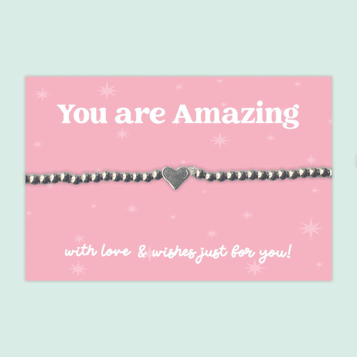 You Are Amazing Heart Charm Bracelet - Elegant Stainless Steel Beaded Stretch Bracelet Meaningful Inspirational Gift for Appreciation Celebrations and Achievements