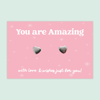 You are Amazing - Heart Stud Earrings