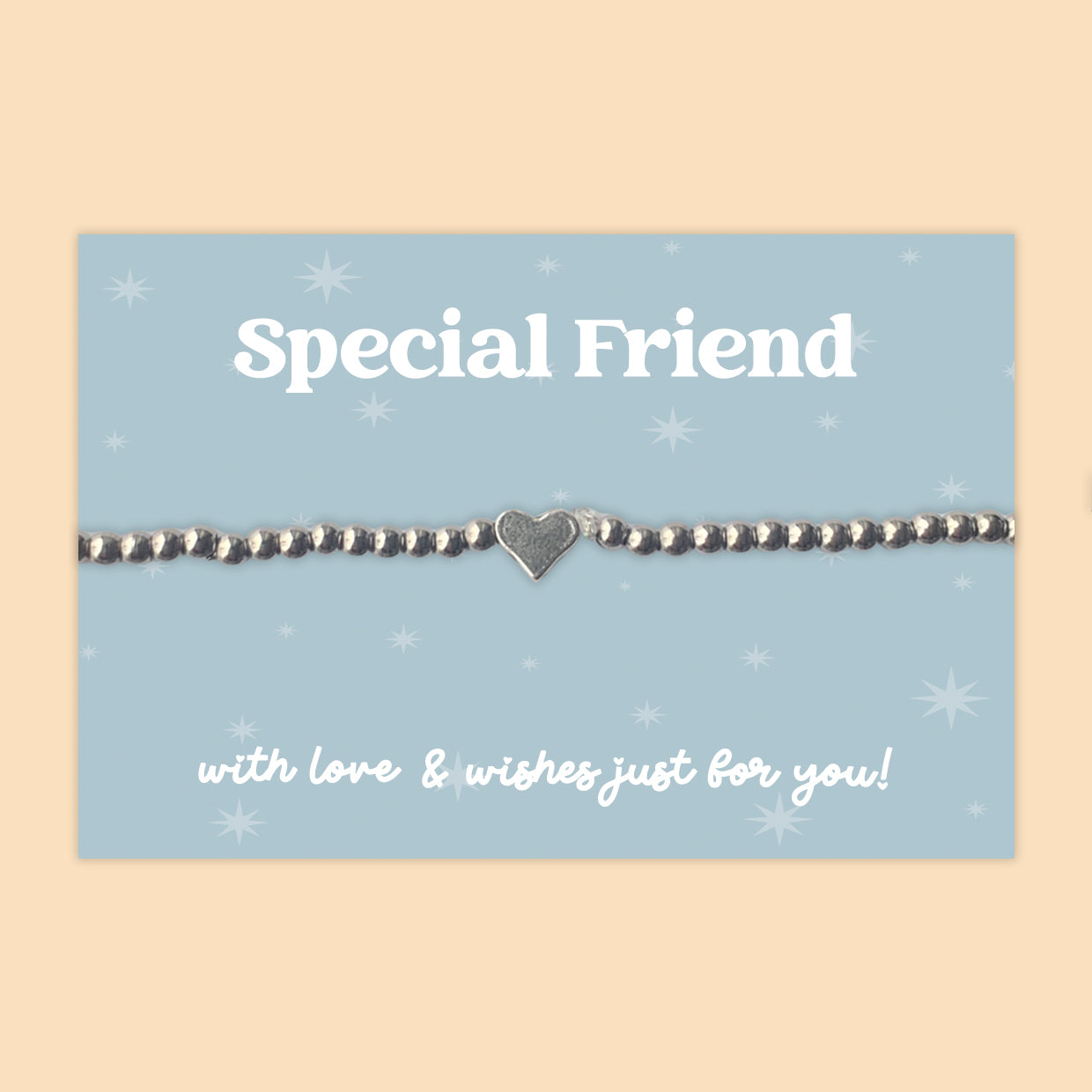 Stainless Steel Heart Charm Beaded Stretch Bracelet  Thoughtful Gift for Special Friendships Birthdays  Thank You Moments