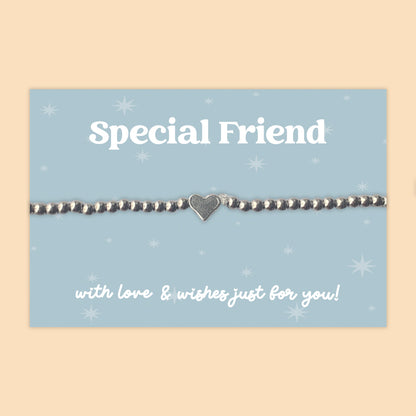 Stainless Steel Heart Charm Beaded Stretch Bracelet  Thoughtful Gift for Special Friendships Birthdays  Thank You Moments