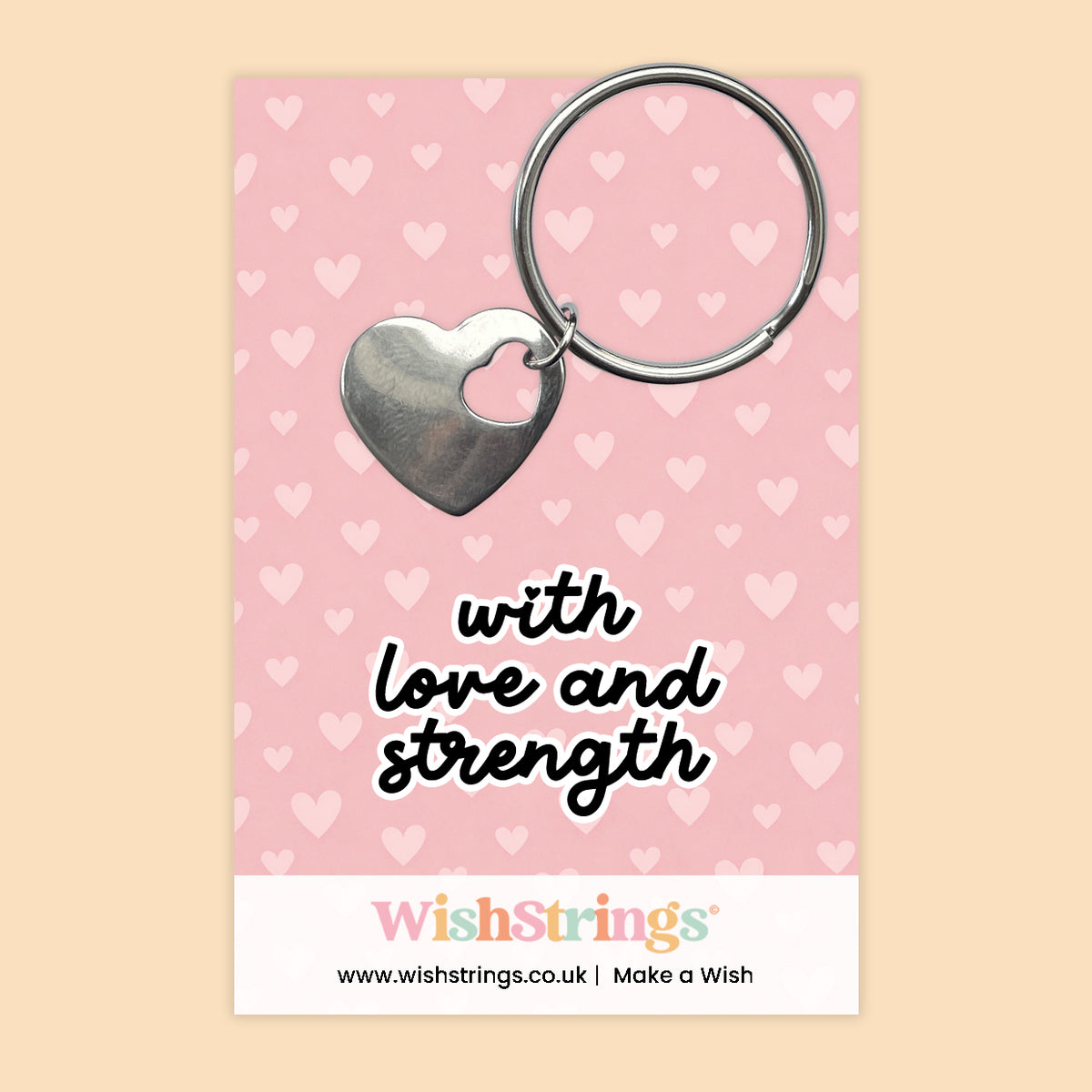 With Love and Strength - Heart Keyring
