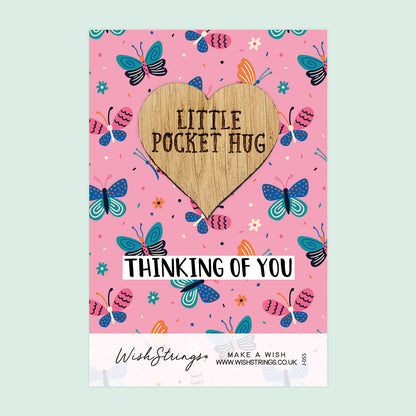SALE - Thinking of You - Oak Pocket Hug Token | S084