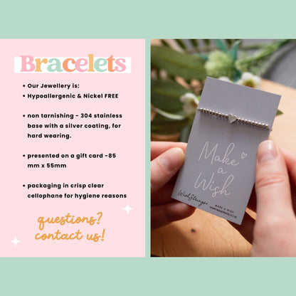 Heart Beaded Bracelets - Choose Design | Stretch Bracelet with Stainless Steel Heart Charm on Themed Card | Choose Your Own Design for Every Occasion