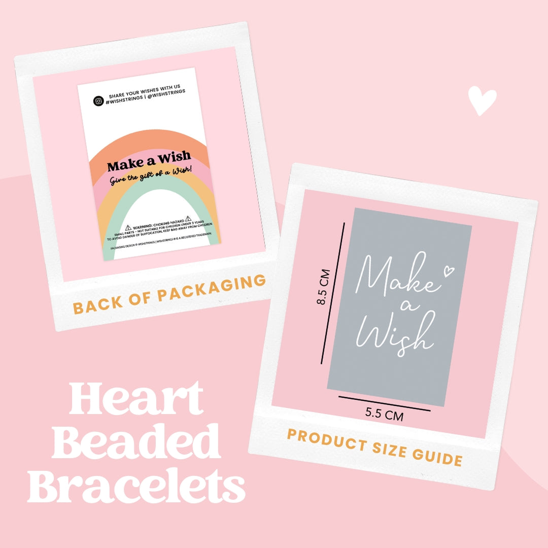 Heart Beaded Bracelets - Choose Design | Stretch Bracelet with Stainless Steel Heart Charm on Themed Card | Choose Your Own Design for Every Occasion