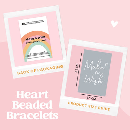 Heart Beaded Bracelets - Choose Design | Stretch Bracelet with Stainless Steel Heart Charm on Themed Card | Choose Your Own Design for Every Occasion