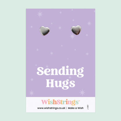 Sending Hugs - Silver Heart Stud Earrings | 304 Stainless - Hypoallergenic