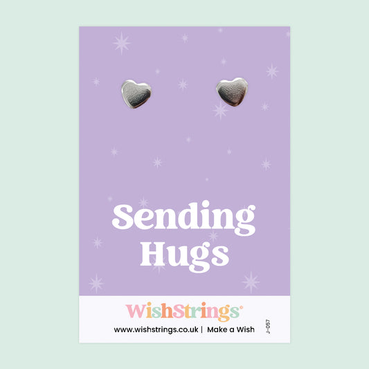 Sending Hugs - Silver Heart Stud Earrings | 304 Stainless - Hypoallergenic