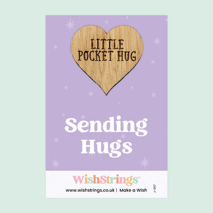 Sending Hugs - Little Pocket Hug - Wooden Heart Keepsake Token