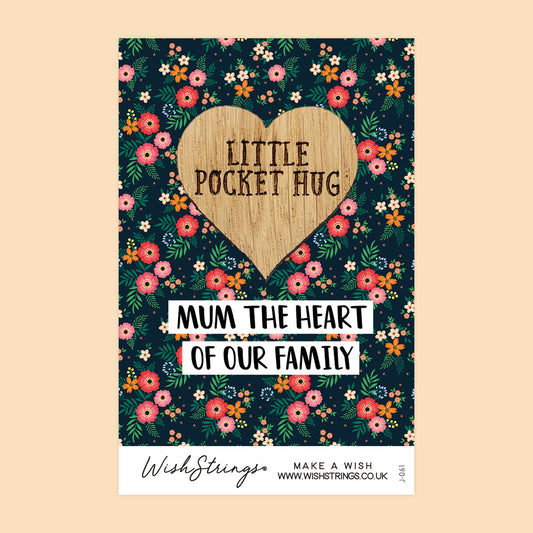 WishStrings Pocket Hug – Mum, The Heart of Our Family | Mother’s Day Gift | Pocket-Sized Keepsake for Mum | Thinking of You Token | Letterbox Gift