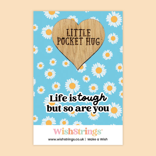 WishStrings Pocket Hug – Life Is Tough But So Are You | Encouragement Gift | Pocket-Sized Hug Token | Thinking of You | Mental Health & Positivity Keepsake