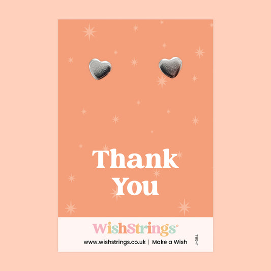 Thank You - Silver Heart Stud Earrings | 304 Stainless - Hypoallergenic