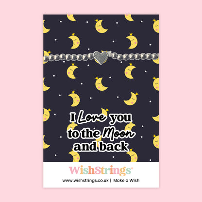 I Love You to the Moon and Back - Heart Stretch Bracelet