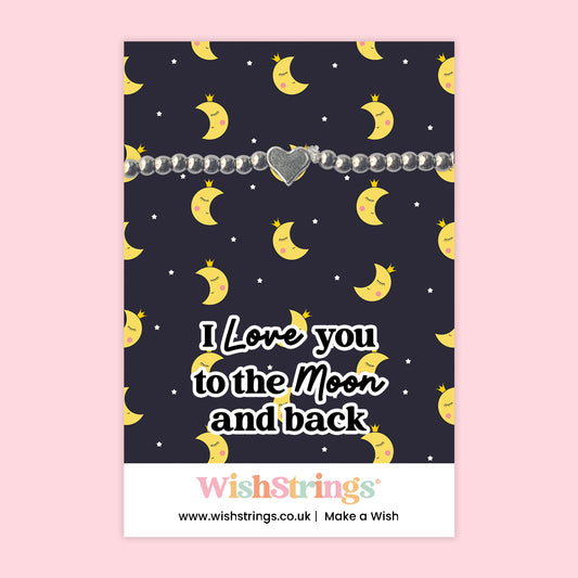 I Love You to the Moon and Back - Heart Stretch Bracelet