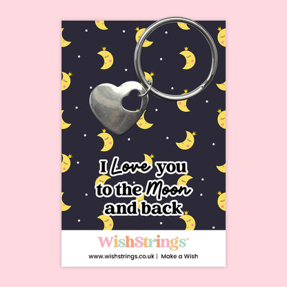 I Love You to the Moon and Back - Heart Keyring