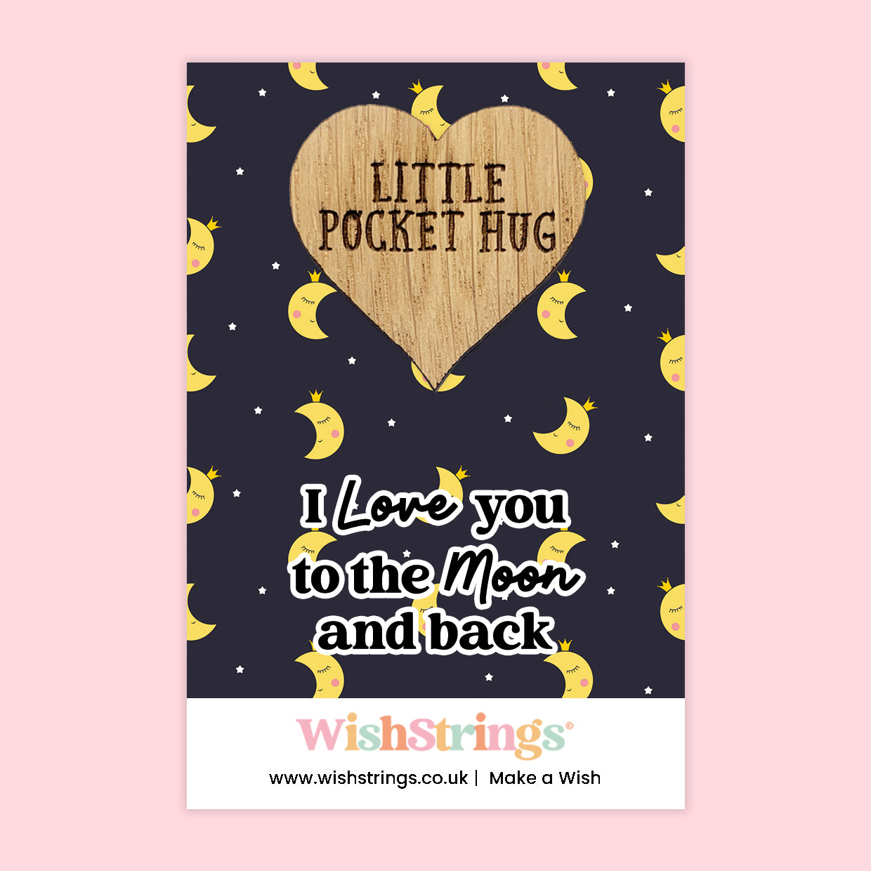 WishStrings Pocket Hug – I Love You to the Moon and Back | Romantic Keepsake Gift | Mini Hug Token | Love You Gift for Partner, Friend or Family