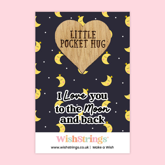 WishStrings Pocket Hug – I Love You to the Moon and Back | Romantic Keepsake Gift | Mini Hug Token | Love You Gift for Partner, Friend or Family