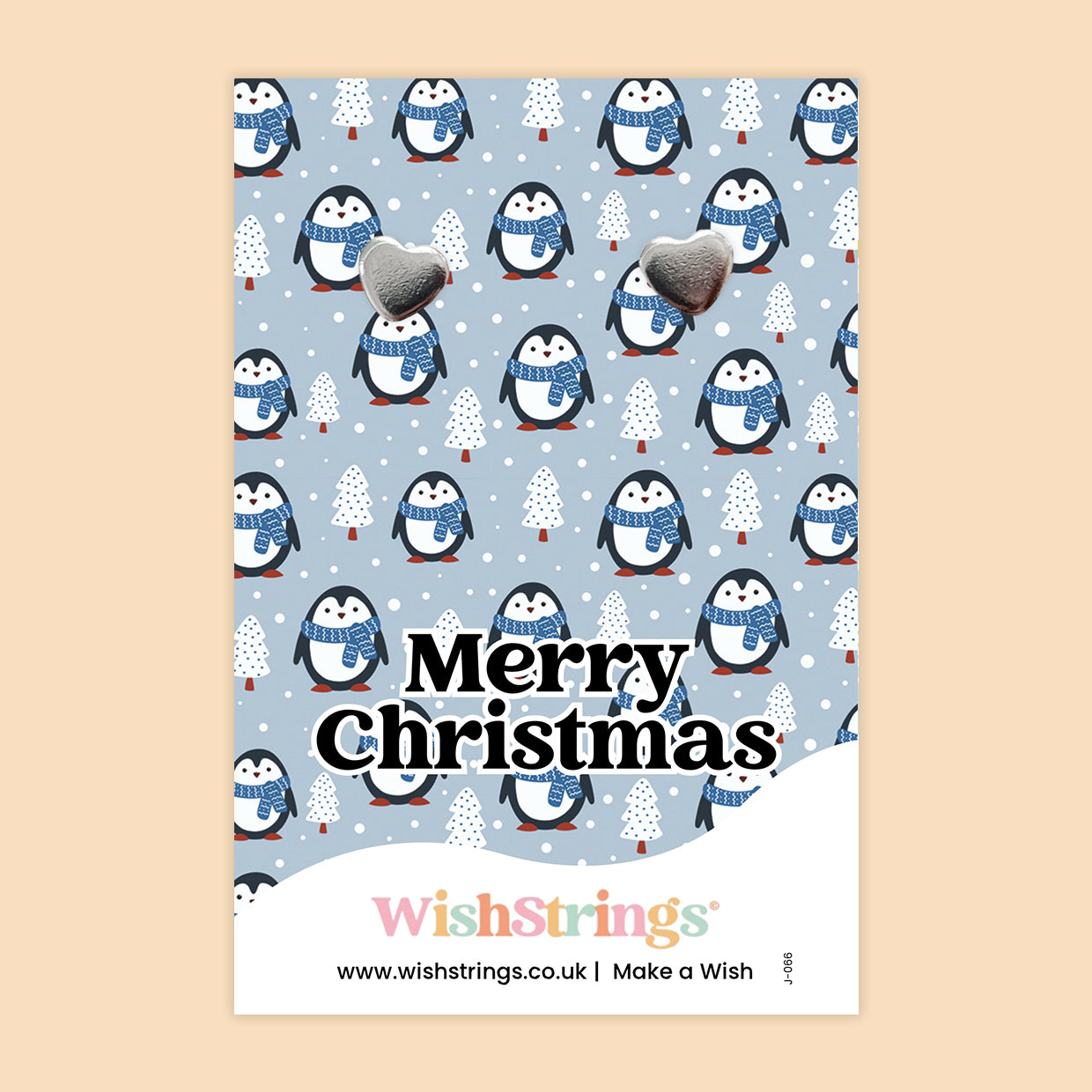 WishStrings “Merry Christmas” Heart Stud Earrings on Gift Card | Festive Jewellery Gift for Her | Hypoallergenic Holiday Earrings | Handmade in the UK