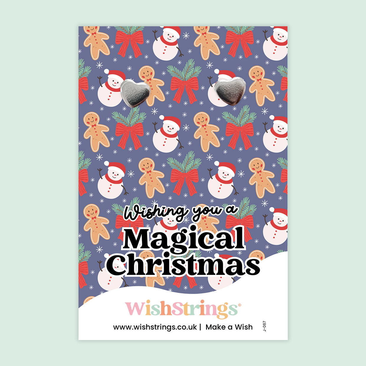 WishStrings “Wishing You a Magical Christmas” Heart Stud Earrings on Festive Card | Christmas Gift for Friends, Family & Teachers | Hypoallergenic Jewellery | Handmade in the UK