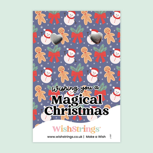 WishStrings “Wishing You a Magical Christmas” Heart Stud Earrings on Festive Card | Christmas Gift for Friends, Family & Teachers | Hypoallergenic Jewellery | Handmade in the UK