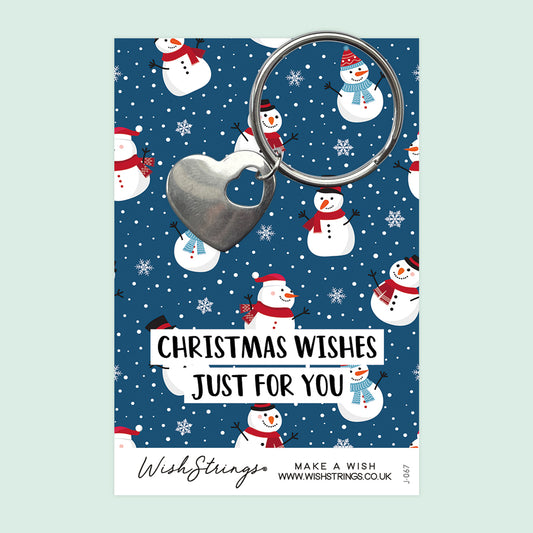 Christmas Snowman - Heart Keyring