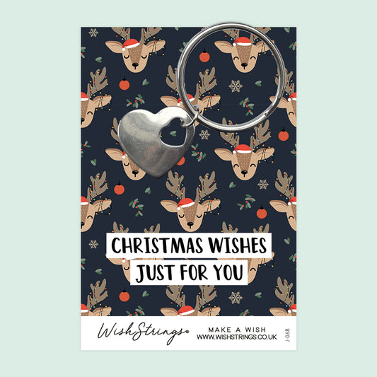 Christmas Reindeer - Heart Keyring