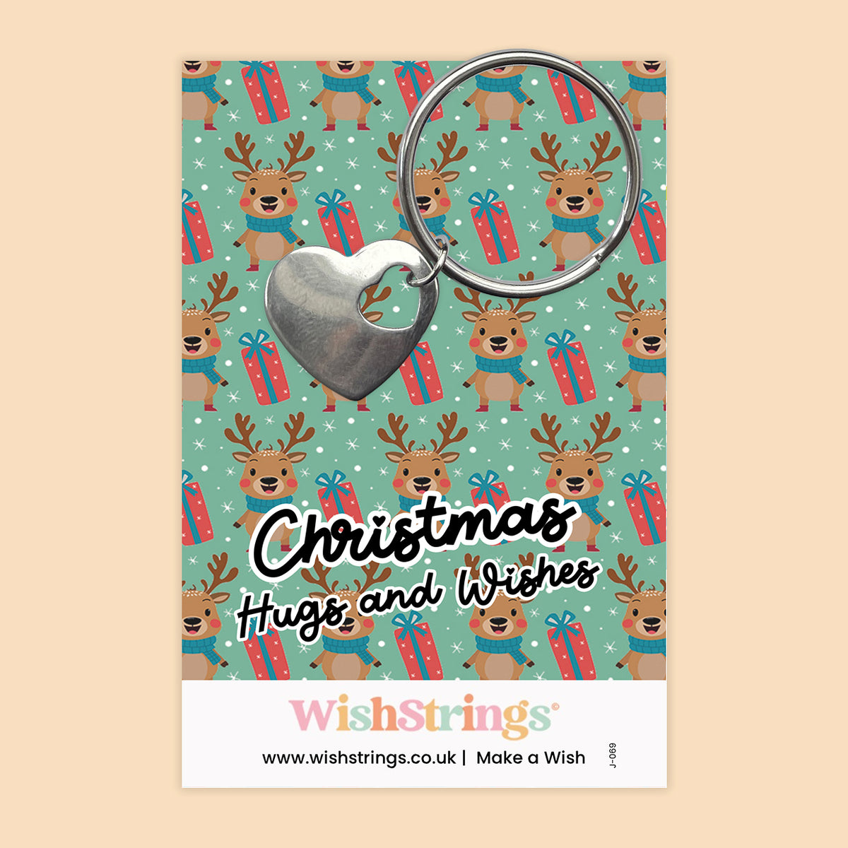 Christmas Hugs & Wishes - Heart Keyring